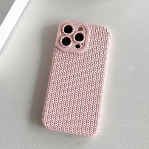 Fine Hole Woven Pattern Silicon Phone case for iPhone ,Pink
