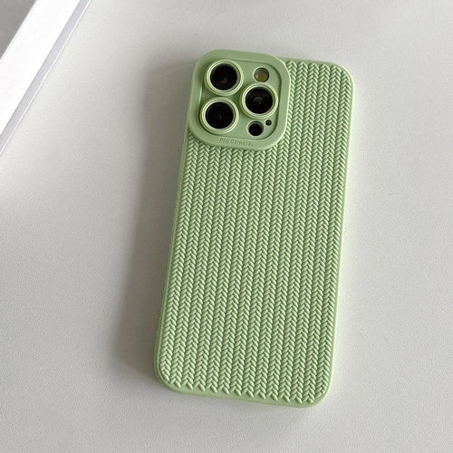 Fine Hole Woven Pattern Silicon Phone case for iPhone ,Green